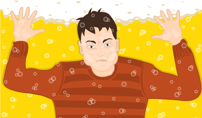 Boy drowning in beer