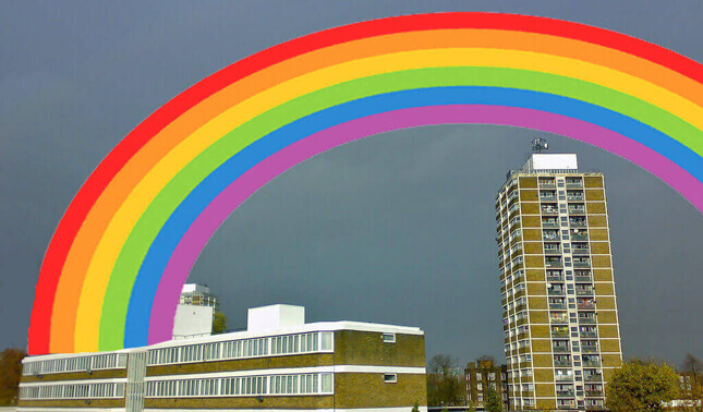 rainbow over council estate
