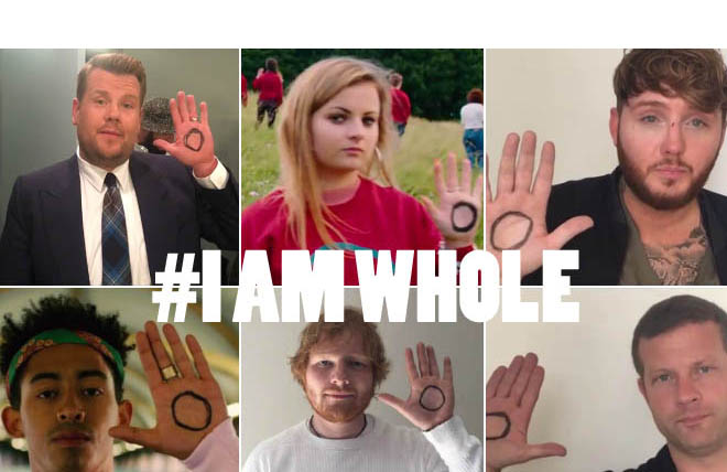 celebrities taking part in #IAMWHOLE mental health campaign